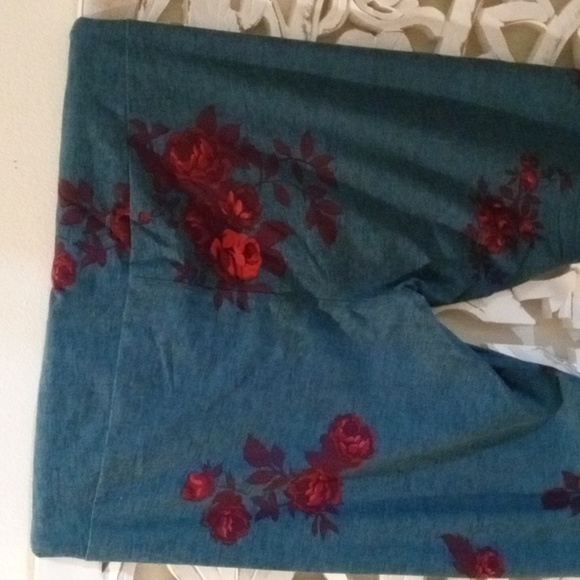 LulaRoe Women's SZ TC 16/18 Fushia Floral Teal Colored Soft Comfy Leggings - Picture 10 of 15